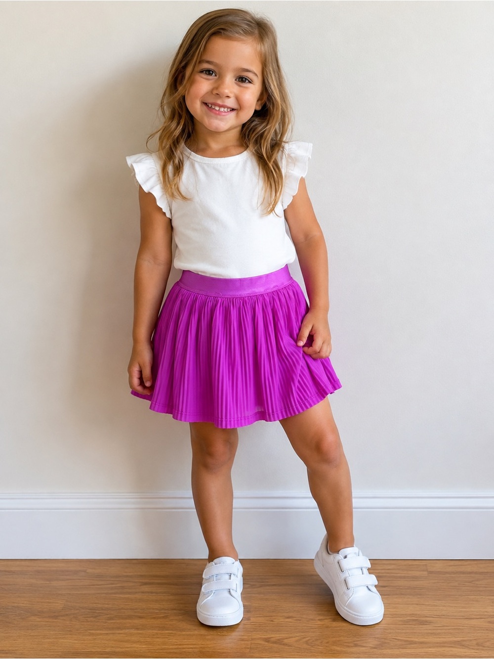 all in motion Girls Pleated Skirt in Bright Fuchsia